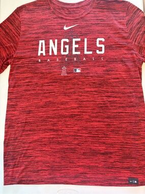 Nike Los Angeles Angels MLB Dri-FIT T-Shirt Red Black Heather Men’s Baseball Tee